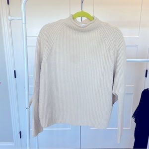 Zara Ribbed Rolled Neck Wool Sweater Cream Size Medium